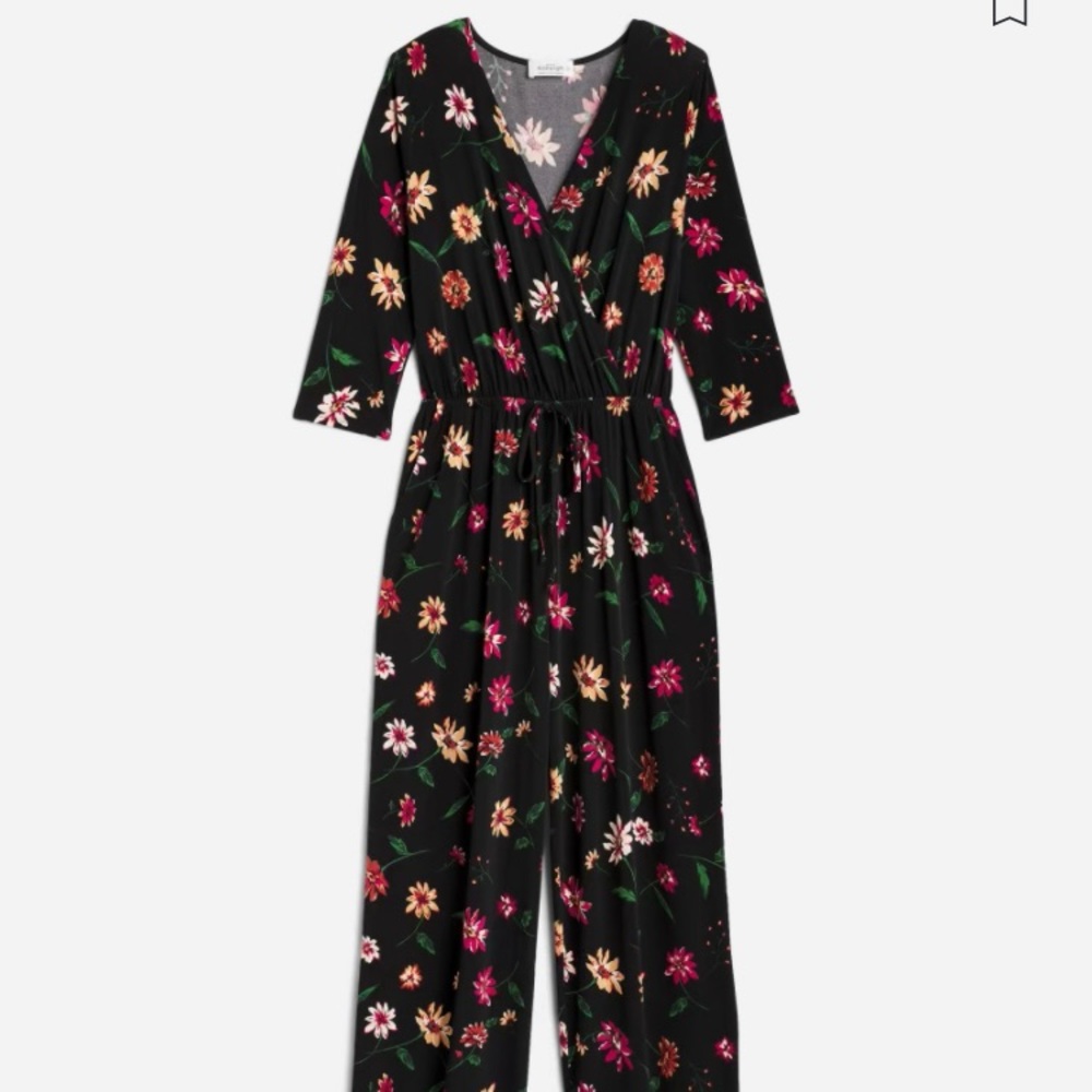 Black floral Kaileigh Aurora jumpsuit. Size medium.